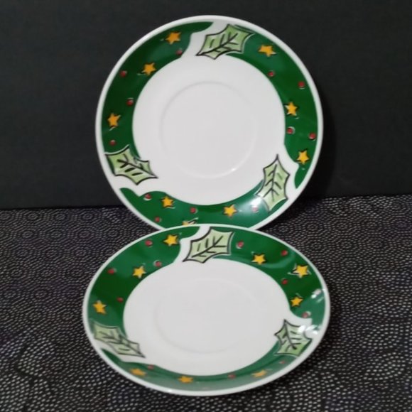 2 Gibson Designs Christmas Treasures SAUCERS PLATE - Picture 1 of 9